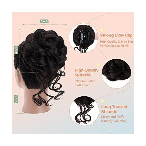 S-Noilite Agrafe Postiche Cheveux Chignon Griffe Queue de Cheval Extension Synthétique Queue de Cheval Chignon Extensions Che