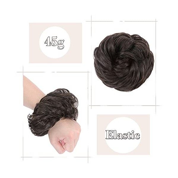 45G Postiche Chignon Postiche Queue de Cheval Chouchou Chignon Epaisseur Epais Cheveux Synthétique Effet Naturel, Châtain