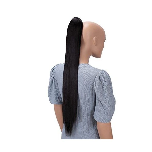 CAISHA by PRETTYSHOP 70cm Postiche Natte Queue De Cheval Extensions De Cheveux Raide Brun Noir H158