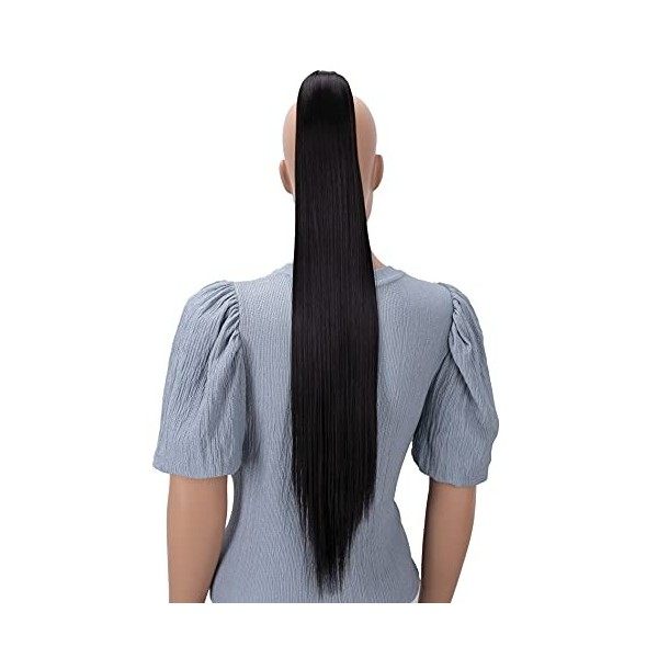 CAISHA by PRETTYSHOP 70cm Postiche Natte Queue De Cheval Extensions De Cheveux Raide Brun Noir H158