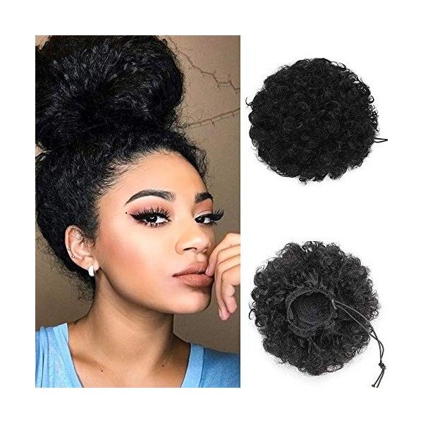 SEGO Chignon Afro Postiche Africaine Kinky Curly Puff - Queue de Cheval Court Synthetique Cheveux Frise Postiches Chouchou El