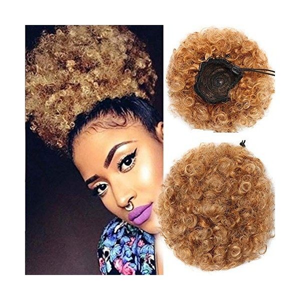 SEGO Chignon Afro Postiche Africaine Kinky Curly Puff - Queue de Cheval Court Synthetique Cheveux Frise Postiches Chouchou El