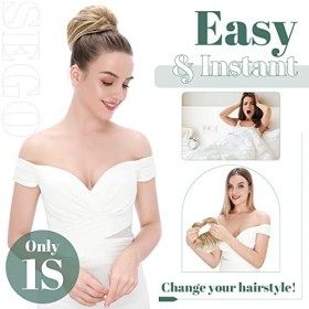 Extensions de Chignon Queue de cheval 55G Chouchou Chignon Cheveux Elastique Volume Epais Pour Femmes, Gris Argenté