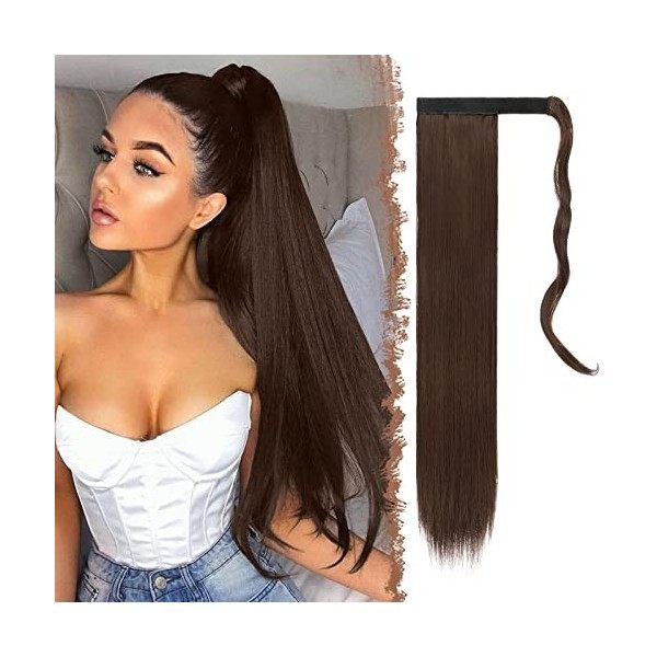 FESHFEN Postiche Queue de Cheval Extension de Cheveux Longue Raides Extension de Cheveux Ponytail Synthétique Rajout Cheveux 