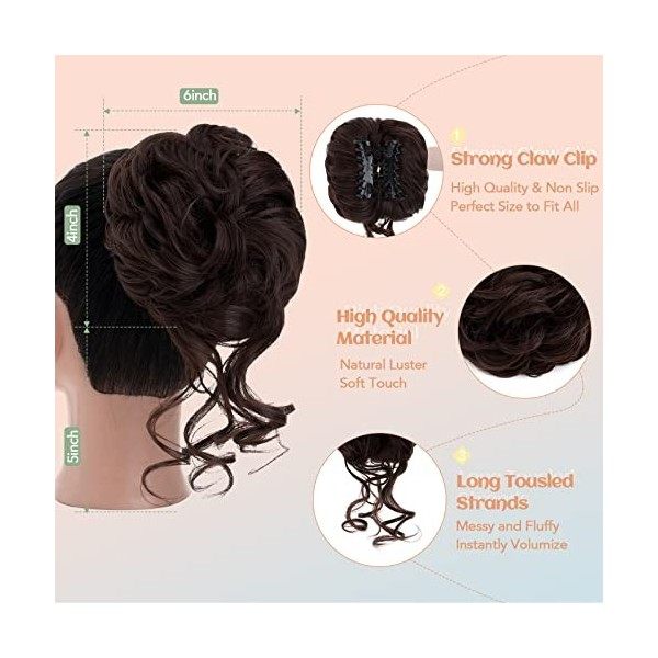 S-Noilite Agrafe Postiche Cheveux Chignon Griffe Queue de Cheval Extension Synthétique Queue de Cheval Chignon Extensions Che