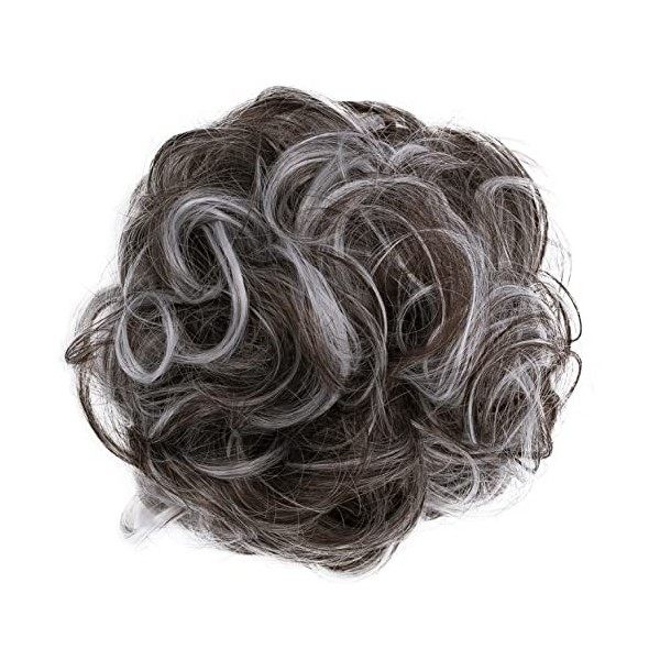 CAISHA by PRETTYSHOP XL Postiche Choucho Avoir Les Cheveux Relevés Volumineux Bouclé Chignon Mélange Gris Brun G25E