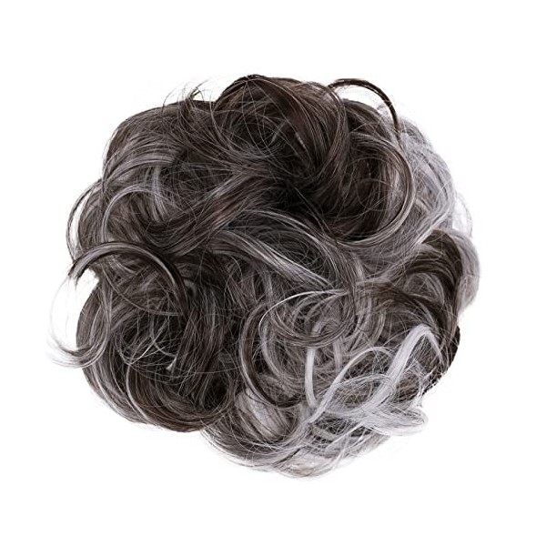 CAISHA by PRETTYSHOP XL Postiche Choucho Avoir Les Cheveux Relevés Volumineux Bouclé Chignon Mélange Gris Brun G25E