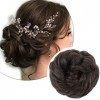 45G Postiche Chignon Postiche Queue de Cheval Chouchou Chignon Epaisseur Epais Cheveux Synthétique Effet Naturel, Châtain