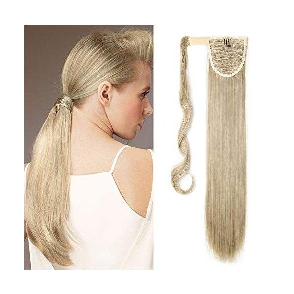 SEGO Postiche Queue de Cheval Extension Ponytail - Fausse Queue de Cheval Attaché Par Ruban Adhésif - Rajout Queue de Cheval 