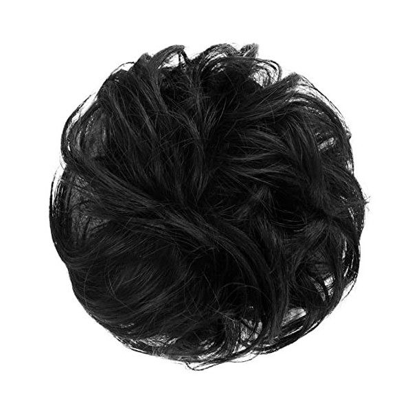 FESHFEN Chouchou Cheveux Femme Chignon Noir Naturel 100% Humains Extensions Postiche Chignon Cheveux Naturel Faux Chignon Ela