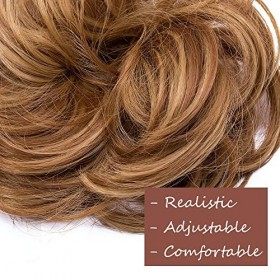 Chouchou Postiche Ondulé Pour Queue De Cheval Moyenne Faux Chignon Chouchou Donut Elastique Bouclé Srcunchie Hair Bun, Auburn
