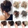 XXL Postiche Cheveux En Caoutchouc Chouchou Chignons VOLUMINEUX Bouclés Ou Chignon Décoiffé Extension a clip Cheveux Naturel 