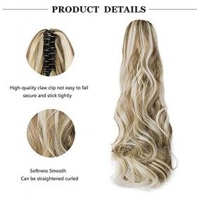 Queue de Cheval Postiche Extension Cheveux Naturel Ondulé Bouclés Longue Synthétiques Claw on Ponytail Griffe Monobande Blon