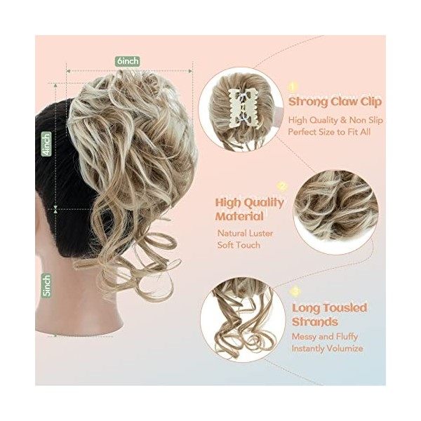 S-Noilite Agrafe Postiche Cheveux Chignon Queue de Cheval Extension Synthétique Queue de Cheval Chignon Extensions Cheveux Ac