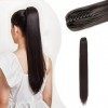 Ponytail Cheveux Naturel Postiche - Extension Queue de Cheval Rajout Cheveux Clip Claw Long Synthétiques pour Femme 53cm Lis