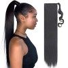 Postiche Ponytail Extension Queue de Cheval Cordon de Serrage Naturel Synthétique Longue Faut Meche Lisse Droit Raide 58cm Bl