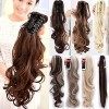 S-noilite Queue de Cheval Extensions à Clips Cheveux Naturels Postiche Ponytail Clip in Hair Extensions 45cm Bouclé - Marron