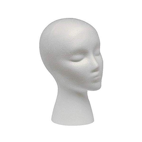 Xiton 1 PC TêTe De PolystyrèNe TêTe De Styromousse Mousse Mannequin Tete A Perruque Tete De Mannequin Avec Visage FéMinin Pou