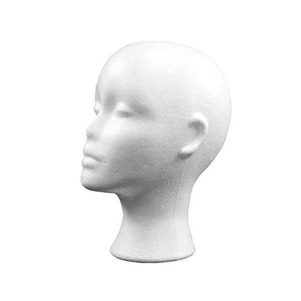 Oshhni Tête de mannequin en polystyrène pour femme, tête daffichage de perruque en mousse
