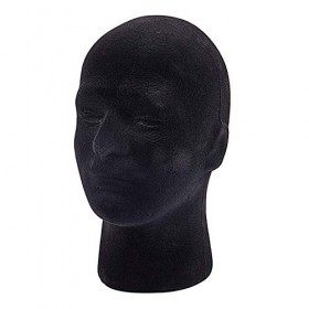 Oikabio 28 x 55 cm Manequi/Mannequin Noir Tête Homme en Mousse Polystyrène