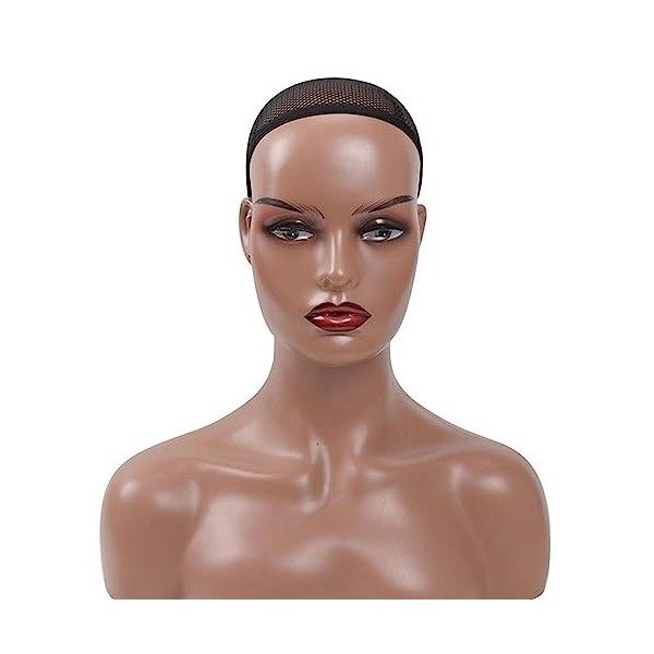 Facynde Tête de Mannequin avec épaules, Modèle de tête de Perruque féminine élastique Salons, Modèle de tête Demi-Longueur po