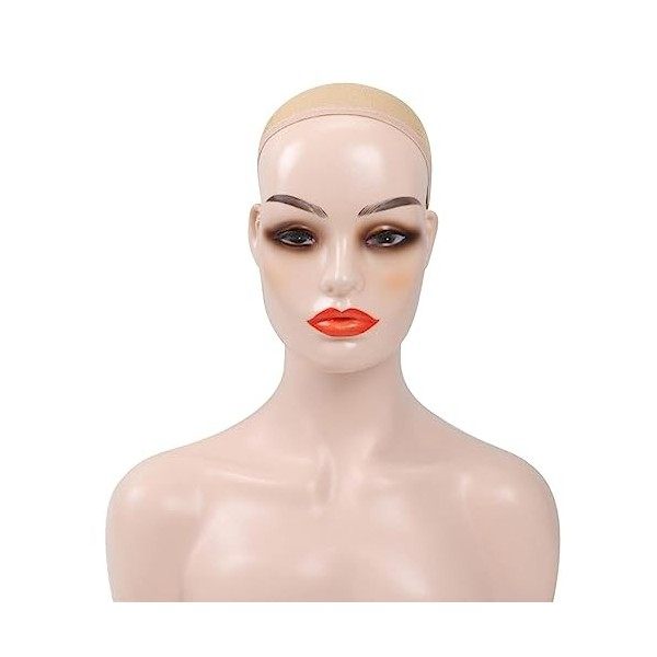 Facynde Tête de Mannequin avec épaules, Modèle de tête de Perruque féminine élastique Salons, Modèle de tête Demi-Longueur po