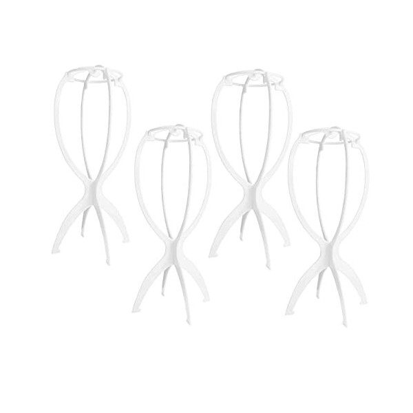 Ousyaah Lot de 4 Support de Perruque Porte Perruque Plastique Wig Holder Présentoirs Pliables pour Perruques/Chapeaux