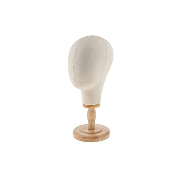 zalati Tête de mannequin en toile pour perruque/chapeau/fabrication de bijoux, fixation et présentation 55,9 cm – Beige