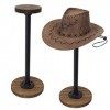 Cuyacili 2 Pieces Support de chapeau Support vintage en bois pour chapeaux avec tubes métalliques industriels Cadre de table 