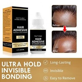 38ml Colle a Perruque+38ml Perruque Dissolvant Colle, Colle Perruque Lace Wig Waterproof, Colle Cheveux pour Installer ou Enl