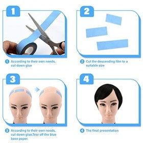 EHDIS Bandes dextension de cheveux avec grattoir en plastique, ruban adhésif double face pour extensions de cheveux, perruqu