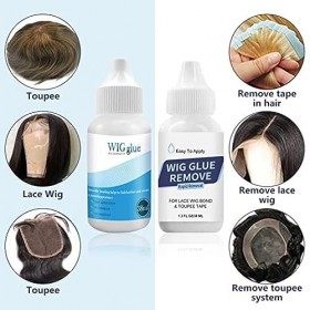 Colle Perruque, Colle Perruque Lace Wig Colle à Cheveux pour Perruques, avec Wig Glue Remover, Adhésif Tenue Colle Perruque I