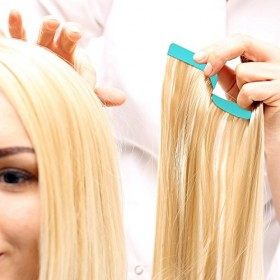 192 Pièces Ruban dExtension de Cheveux Double Face Adhésif Ruban de Cheveux Humains pour le Remplacement, 4 x 0.8 cm, 2 Coul