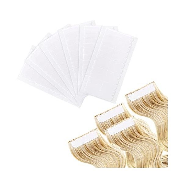 TIESOME Ruban adhésif pour extension de cheveux,144PC Ruban adhésif double face prédécoupé extension de cheveux Outil beauté 