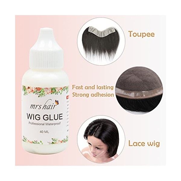 Colle Perruque, Wig Glue 40ml, Colle pour Perruque Lace Wig, Colle a Perruque for Lace Frontal Wig 1.3 oz, Easy to Apply Tran