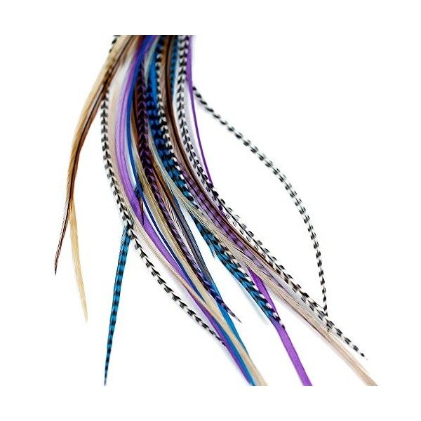 Extensions De Cheveux En Vraies Plumes + anneaux/boucle - Midnight Naturals 5 plumes 