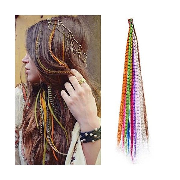 Extensions de cheveux en plumes 10 couleurs 16 pouces 20 brins couleur mélangée teints en plumes synthétiques sans véritable 