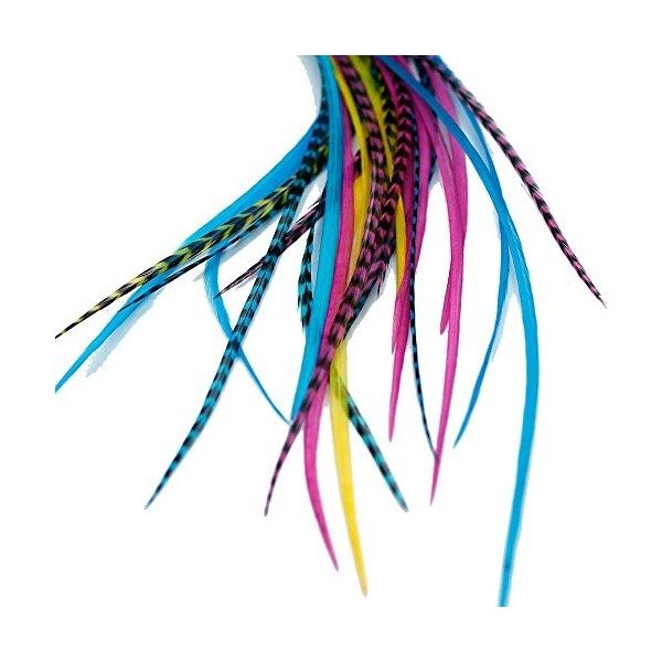 Extensions De Cheveux En Vraies Plumes + anneaux/boucle - Candy 10 plumes 