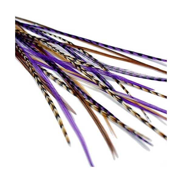 Extensions De Cheveux En Vraies Plumes + anneaux/boucle - Purple Auburn 5 plumes 