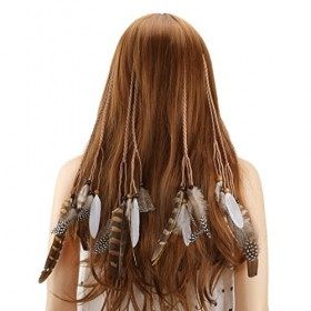 MWOOT 4 Pièces Pinces à Cheveux Plumes pour Femme, Bohème Hippie Barrettes Cheveux Kit, Plume Extensions de Cheveux Feather H