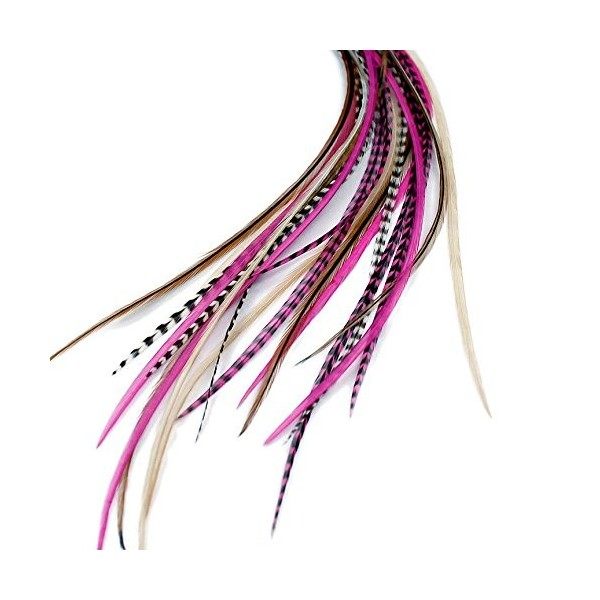 Extensions De Cheveux En Vraies Plumes + anneaux/boucle - Pink Naturals 5 plumes 