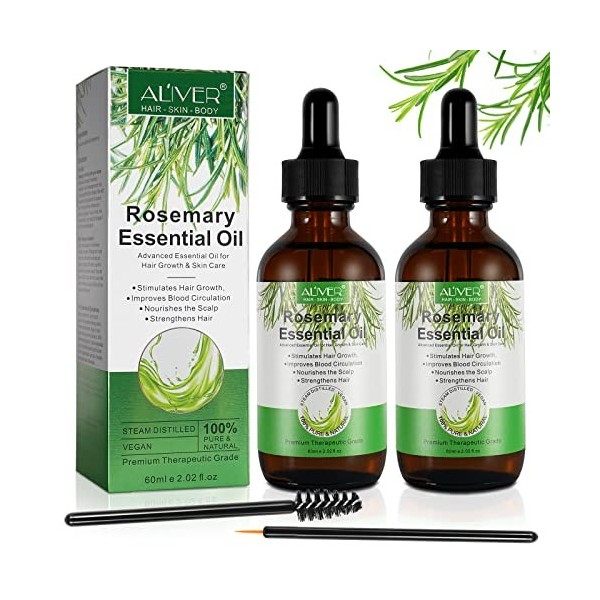 Huile Essentielle De Romarin Pour La Croissance Des Cheveux, Soins De La Peau - 100% Pure Pour Les Sourcils, Cils, Nourrit Le