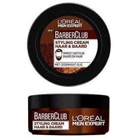 LOréal Men Expert - BarberClub - Crème Coiffante Cheveux & Barbe pour Homme - À lHuile Essentielle de Bois de Cèdre - 75 ml