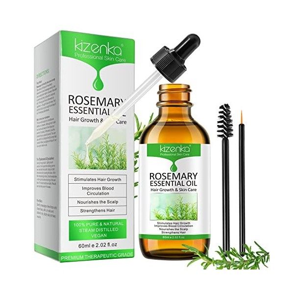 Huile Essentielle de Romarin pour la Croissance des Cheveux, huile de romarin pour cheveux, des Sourcils et des Cils, pousse 