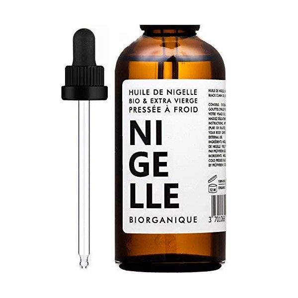 Huile de Nigelle 100% Bio, Pure et Naturelle - 100 ml - Soin pour Cheveux, Cuir chevelu, Corps, Peau