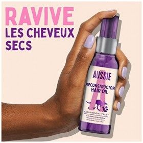 Aussie Reconstructor Huile Capillaire Réparation Intense, Cheveux secs et abîmés, 2x100ml