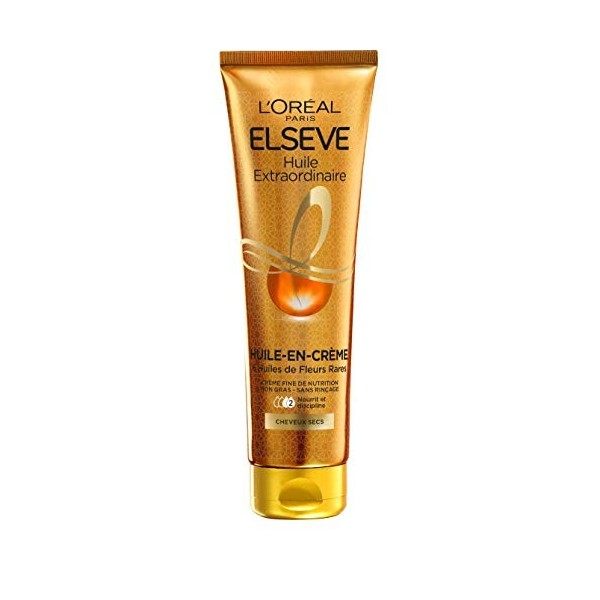 Elsève LOréal Paris Huile-en-Crème de Nutrition sans Rinçage pour Cheveux Secs 150 ml