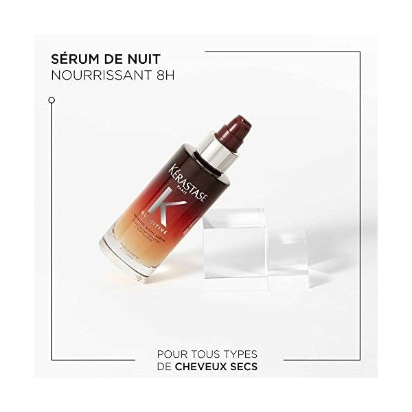 Kérastase, Nutritive, Sérum de Nuit Sans Rinçage, Nourrissant & Lissant, Pour Cheveux Secs, 8H Magic Night Serum, 90 ml