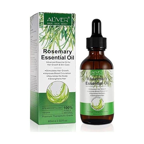 Huile de romarin pour la croissance des cheveux et les soins de la peau, pour la croissance des sourcils et des cils, 100% pu