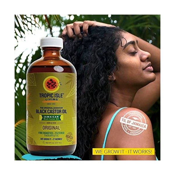 Tropic Isle Living Jamaican Black Castor Oil 8oz & Strong Roots Red Pimento Hair Growth Oil 4oz SET by Tropic Isle Living